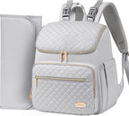 Weitars Diaper Bag Backpack Large Baby Diaper Bag with Changing Pad Travel Diaper Backpack,Baby Bag for Boys Girls,Stroller Straps,5 Insulated Pockets (Gray)