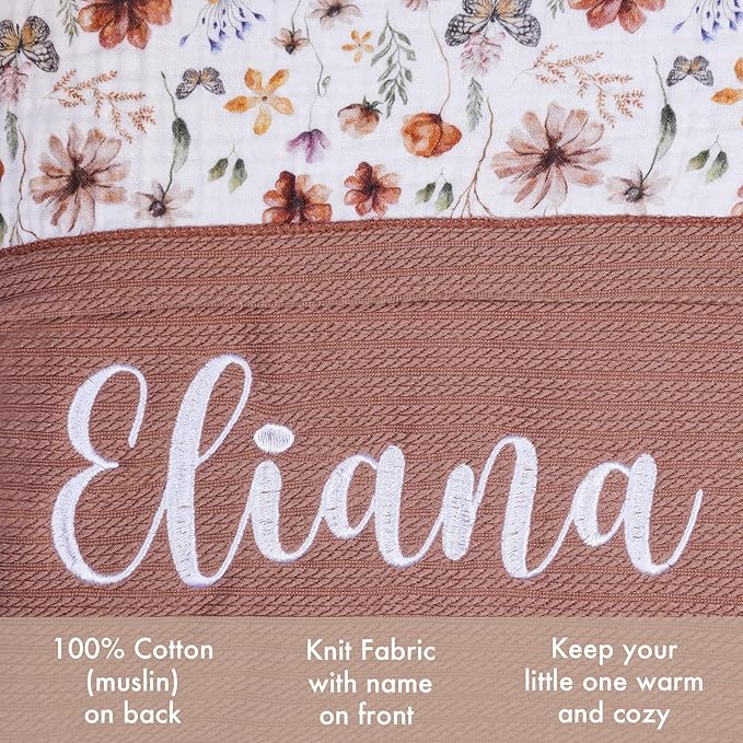 Personalized Baby Blanket with Name – Custom Knit Blanket, 27x40in Floral Embroidered Nursery Blanket for Girls – Customized Baby Blanket, Soft Newborn Gift & Custom Baby Gifts (Baby Pink)