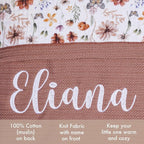 Personalized Baby Blanket with Name – Custom Knit Blanket, 27x40in Floral Embroidered Nursery Blanket for Girls – Customized Baby Blanket, Soft Newborn Gift & Custom Baby Gifts (Baby Brown)