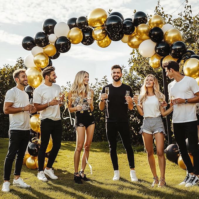 JOYIN 150 Pcs Black Balloons, Different Sizes 18 12 10 5 Inch Black Latex Balloon Arch Kit with Instruction for Birthday Party Graduation Wedding Holiday Decoration