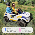 12V 7Ah Electric Police Car Ride on Toy for Big Kids, 2 Seater Kids Ride on Car SUV w/Remote Control, Bluetooth - White