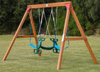 DIY Swing Sets for Backyard, Wooden Playground Sets with Glider Swing and 2 Belt Swings, Kids Outdoor Play Equipment, Outdoor Playset