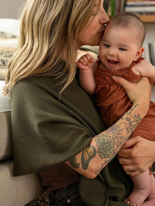 We are Amma | The Cocoon™ - Newborn Essentials Must Haves: Nursing Cover for Breast Feeding Essentials | Nursing Sweater Used as Breastfeeding Cover (Olive, Plus Size)