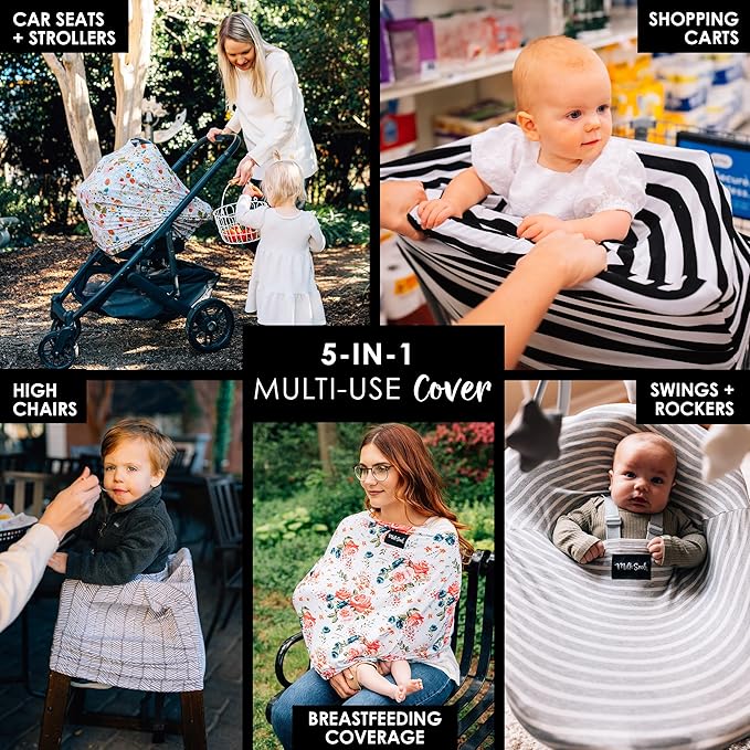 Milk Snob Original 5-in-1 Cover - Nursing Cover for Breastfeeding - Baby Carseat Canopy & Stroller - Essential All-in-One Design - Gift for Mom, Baby (Strawberry Fields)