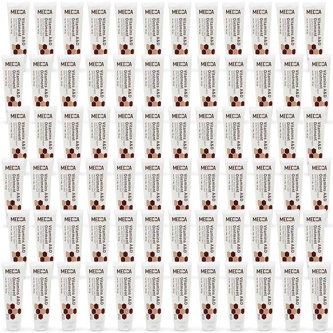 MEDca Vitamin A & D Diaper Rash Ointment- Protectant Cream For Sensitive Baby Skin - Lanolin & Petrolatum Formula, Dry-Cracked Hands/Feet/Face Skin, 1oz Tube, Bulk Case of 72