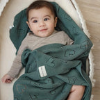 Heirloom Knit Heart Receiving Blanket for Boys and Girls - 100% Luxury Cotton Baby Blanket - Soft Warm Swaddle Receiving Receiving Blanket for Newborns Infants & Toddlers (Hunter Green)