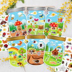 LINAYE 24 Sheets Insect Stickers with Jar Scenes, Make Your Own Bug Jar Stickers, Spring Crafts Activities for Kids Spring Party Decorations Supplies for Kids