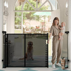 Retractable Baby Gates for Stairs, 55" Wide Baby Gate Dog Gate, 41" Tall Retractable Pet Gate for Doorways, Child Safety Gates Mesh Gate with Fiberglass Rods for Stairways, Hallways, Indoor/Outdoor