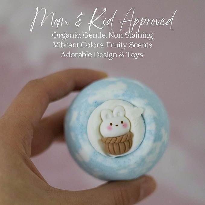 EvolutionUSA 12pc Bloom Bath Bombs with Toys, Adorable Girl Bath Bomb Set, Bubbly Kids Bathbombs, Fizzy Bath Ball, Kids Bath Bombs for Girls, Childrens Bath Bomb Set Christmas, Stocking Stuffer