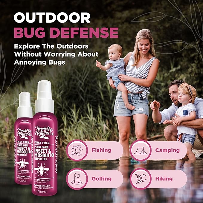 Shine Like Sable Deet-Free Insect & Mosquito Repellent 2 Pack 8oz – Kid & Pet-Safe, Pleasant Insect Repellent w/Lemongrass Oil - Insect Repellent Against Mosquitoes, Gnats, Black Flies, & No-See-ums