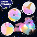Cuteoy Glowing LED Unicorn Light-up Nightlight Toys Musical Plush Stuffed Animal Singing Lullabies Birthday Christmas Plushies Gifts for Kids Boys Girls,13"