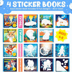 BulbaCraft 4Pcs Sticker Paint Books for Boys - Sticker Books by Number with Superheroes, Trucks, Animals and Space - Coloring Activity for Kids