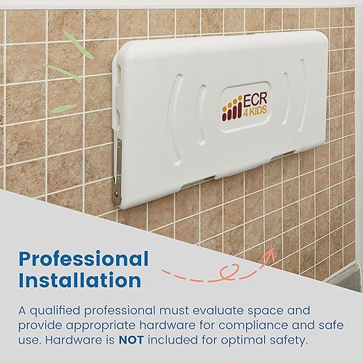 ECR4Kids Horizontal Wall-Mounted Changing Station, Baby Changer, White Granite