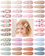 doboi 40Pcs Toddler Hair Clips Baby Girl Hair Bows Clips Floral Print Non Slip Wrapped Snap Heart shaped Hairpins Flower Clips for Hair Barrettes Hair Accessories for Baby Toddler Girls Kids