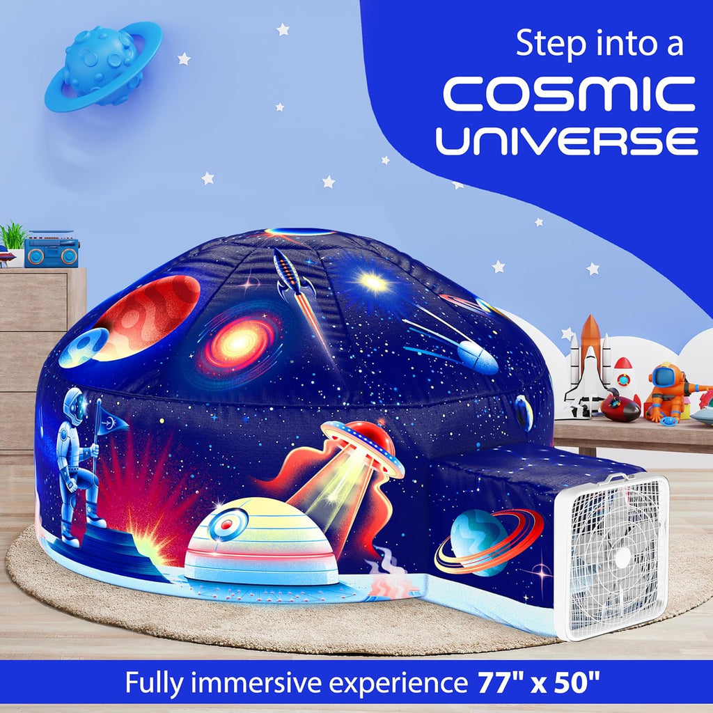 W&O Galactic Aerodome with LED Lights - Inflatable Space Fort for Kids Aged 3-12, Inflates in Seconds Creating an Immersive Galactic Experience (Fan Not Included)
