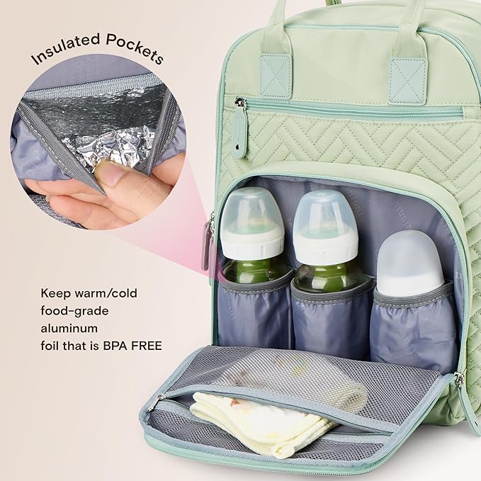 iniuniu Diaper Bag Backpack, 4 in 1 kit Large Unisex Baby Bags for Boys Girls, Waterproof Travel Back Pack with Diaper Pouch