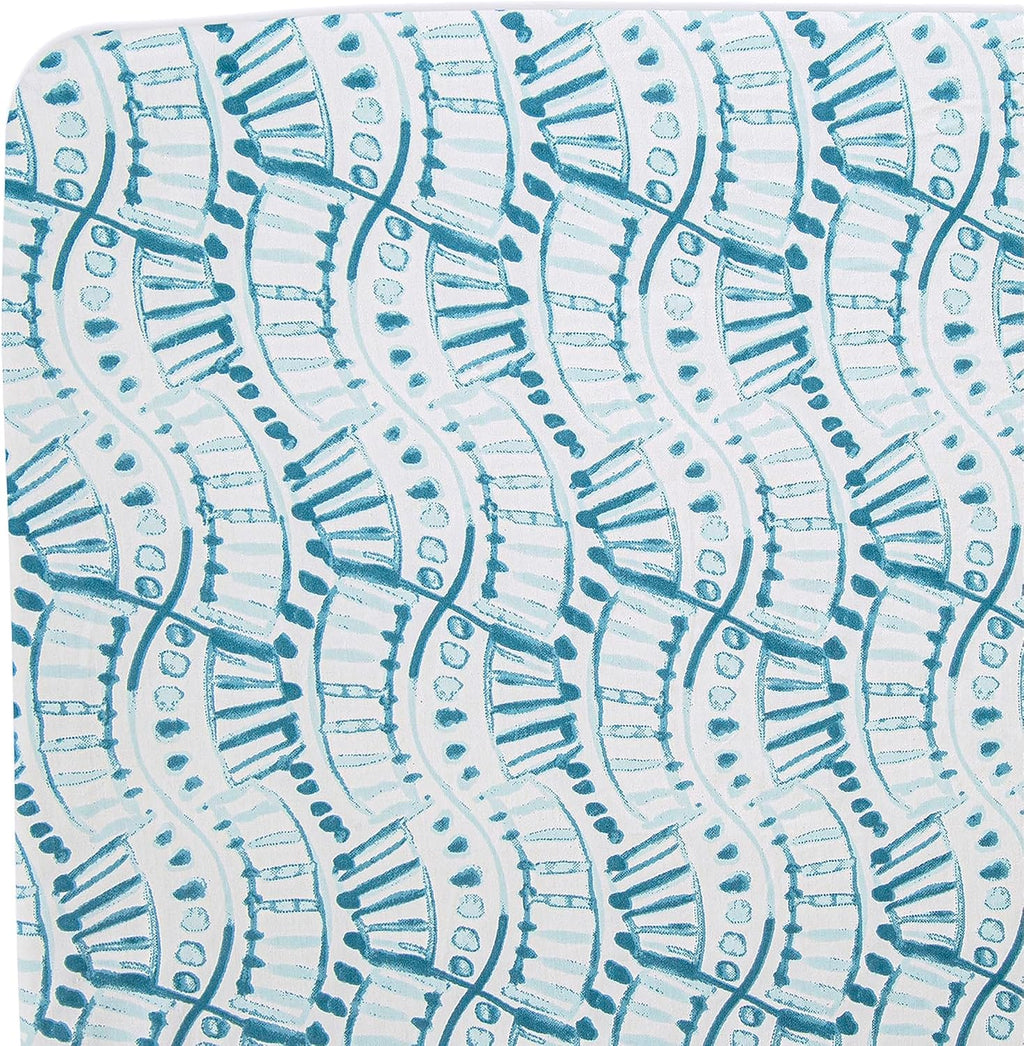 Crane Baby Soft Cotton Crib Mattress Sheet, Fitted Sheet for Cribs and Toddler Beds, Indigo Blue, 28”w x 52”h x 9”d