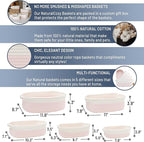 NaturalCozy 5-Piece Rectangle Storage Basket Set- Natural Cotton Rope Woven Baskets for Organizing! Small Basket for Montessori, Baby Nursery, Dog Toy Baskets, Cat Toy Box, Bathroom Organization Bin