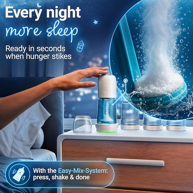 Set of 1 – Baby Night Bottle with Bottle Warmer – Baby Bottle with Integrated Formula Dispenser for Stress-Free Night Feedings (1 Bottle per Night)