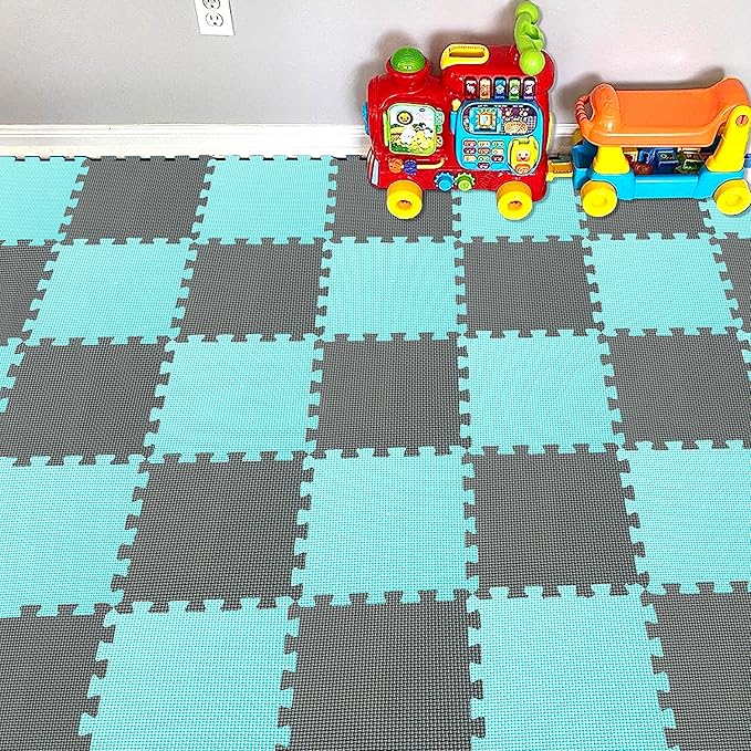YIMINYUER® 25 Tiles (30cm×30cm×1cm Each Tile) Baby Soft Puzzle Play Mats, Kids Thick EVA Foam Floor, Toddlers & Children's Soft Interlocking Mat R08R12G301025