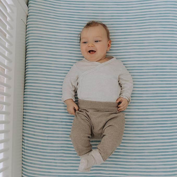 Crib Sheets Neutral - Fitted Baby Crib Sheets Bed for Girl Boy - 2 Pack Standard & Toddler Mattress - Buttery Soft Organic Cotton Blend (Airplanes in The Clouds)