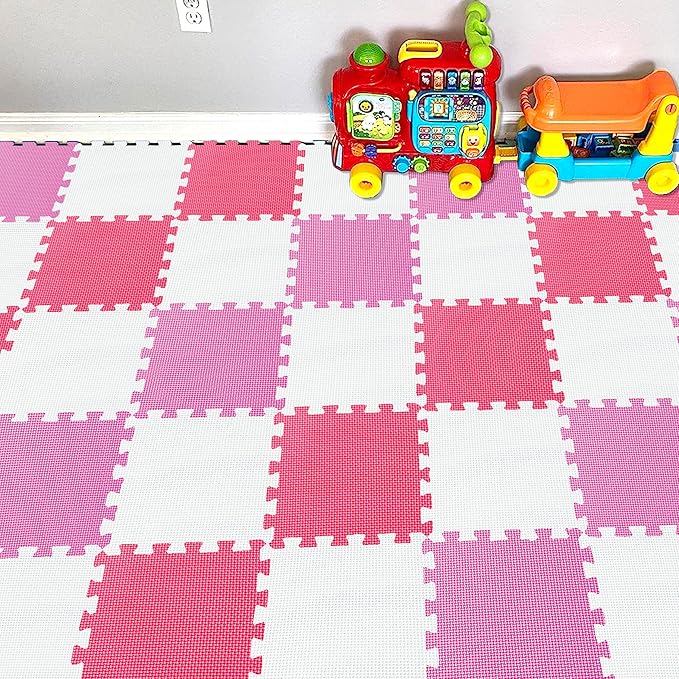 YIMINYUER® 25 Tiles (30cm×30cm×1cm Each Tile) Baby Soft Puzzle Play Mats, Kids Thick EVA Foam Floor, Toddlers & Children's Soft Interlocking Mat R01R03R09G301025