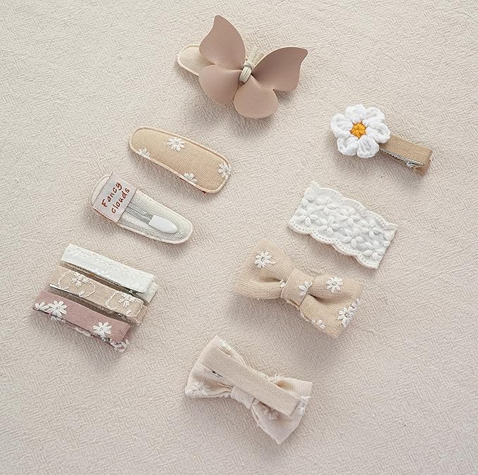 13 Pcs Hair Clips for Girls with Bows Butterfly Flower,2" Fully Lined Alligator Clips and Barrettes,Handmade Hair Accessories for Baby Toddler Young Kids School Age Girls Gifts