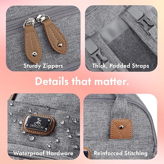 Dikaslon Diaper Bag Backpack with Portable Changing Pad, Pacifier Case and Stroller Straps, Large Unisex Baby Bags for Boys Girls, Multipurpose Travel Back Pack Moms Dads, Gray