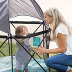 Baby Delight Go With Me Eclipse Mesh Portable Playard | Playpen | Sun Canopy | Indoor and Outdoor | Watercolor Stripe Base