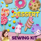 12 Pre-Cut Mini Treats Dessert Fun Kids Sewing Kit for Kids Ages 8-12 Children Beginners Sewing kit kid crafts Make Your Own Felt Pillow Plush Craft Kit Girls and Boys Art Craft Kits Learn to Sew Kit