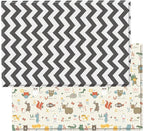 Baby Care Play Mat (Large, Zig Zag - Black) 82'' x 55'' Original One-Piece Reversible Rollable Waterproof Play Mat for Infants, Babies, Toddler, and Kids