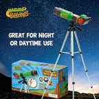 Nature Bound Telescope for Kids and Beginners, 16X Magnification and 15mm Lens for Indoor and Outdoor Use - Adjustable Tripod Included - for Kids Ages 6+, Green (NB538)
