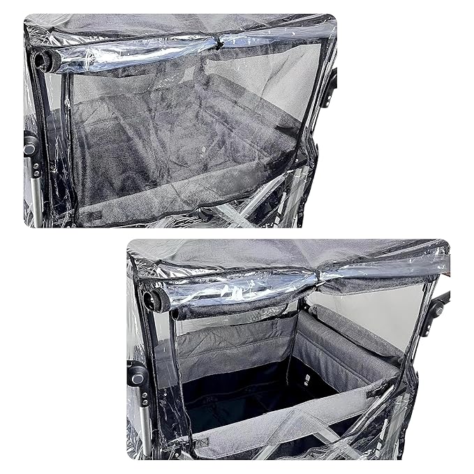 Big Size Rain Cover for Stroller, Mosquito Net for Trolley Cart, 2in1 Big Cover with Window for Picnic Camping Wagon Stroller Waterproof Windproof Accessories (Cart Not Included)