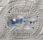 Personalized Baby Blanket Quilt | Monogrammed Blankets for Boys and Girls | Embroidered Baby Gifts | (Airplane)
