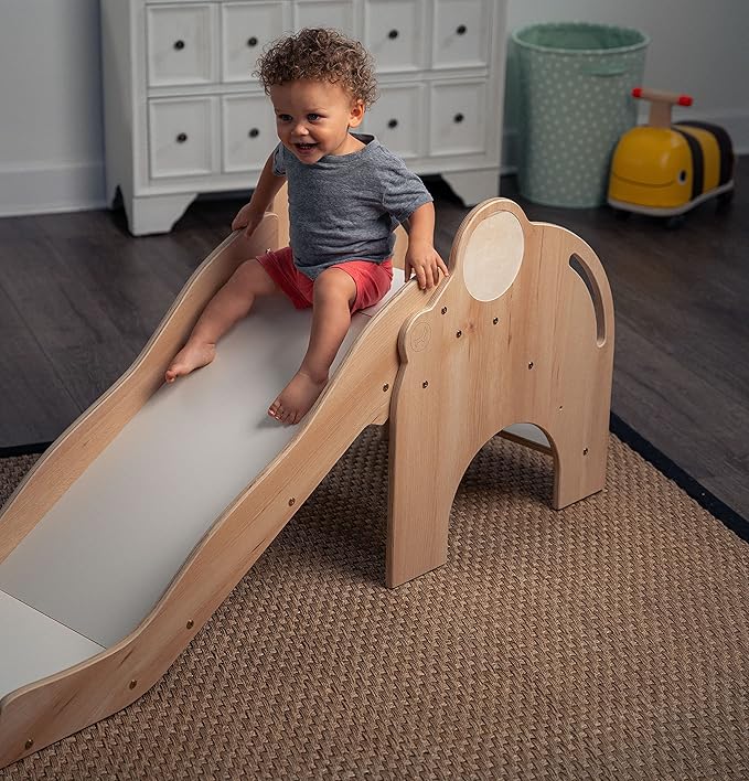 Avenlur Nima Indoor Slide - Elephant Shape Montessori Waldorf Style - Safe, Sturdy, and Reliable - Perfect Indoor Play Space for Developing Motor Skills and Balance in Toddlers and Kids Ages 1 to 5yrs