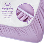 Crib Sheets for Boys Girls,100% Cotton Fitted Crib Sheet 2 Pack for Standard Crib and Toddler Mattress, Super Soft Breathable Baby Sheet 28x52x8in (Purple & Pink)