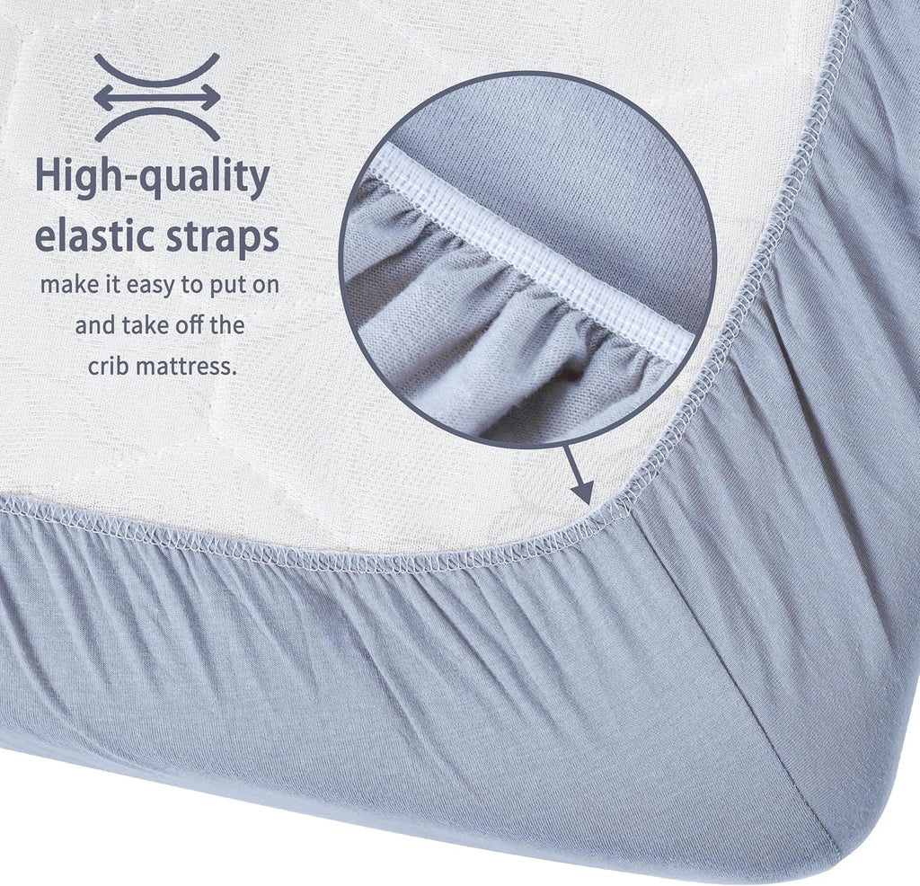 Crib Sheets for Boys Girls,100% Cotton Fitted Crib Sheet 2 Pack for Standard Crib and Toddler Mattress, Super Soft Breathable Baby Sheet 28x52x8in (White & Gray)