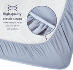 Crib Sheets for Boys Girls,100% Cotton Fitted Crib Sheet 2 Pack for Standard Crib and Toddler Mattress, Super Soft Breathable Baby Sheet 28x52x8in (White & Gray)