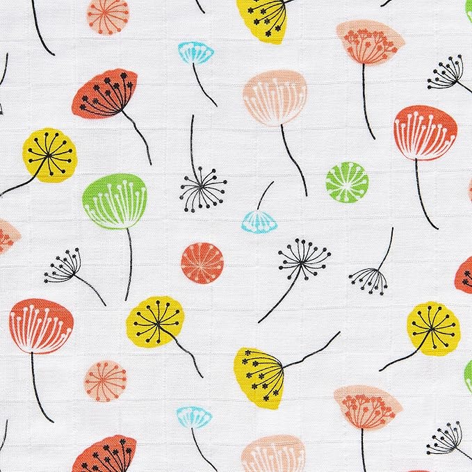 Margaux & May Organic Muslin Cotton Baby Crib Sheet, Dandelion Print, Fitted, Breathable, Toddler Bedding, 52 x 28, Deep Pocket, Organic Crib Sheets for Cozy Sleep