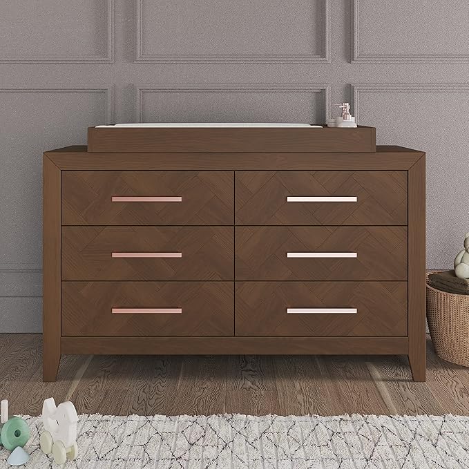 Child Craft Kieran Changing Table Topper, Convert Dresser into a Changing Table Surface, Securely Attaches, Non-Toxic, Baby Safe Finish (Toasted Chestnut)