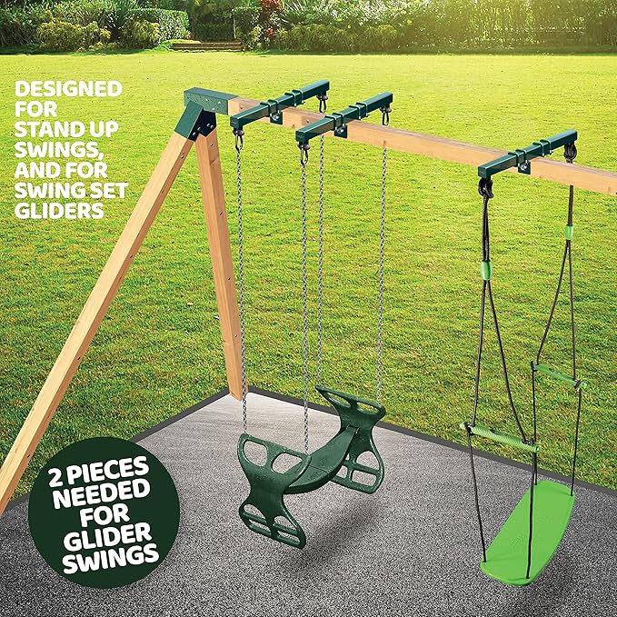 Swurfer Swing Set Conversion Bracket - No Tree, No Problem, Convert Your Swingset into a Swurfset, Heavy Duty Adjustable Horse Glider Attachment Bracket for Kids Ages 12 and Up, Up to 150lbs (Green)