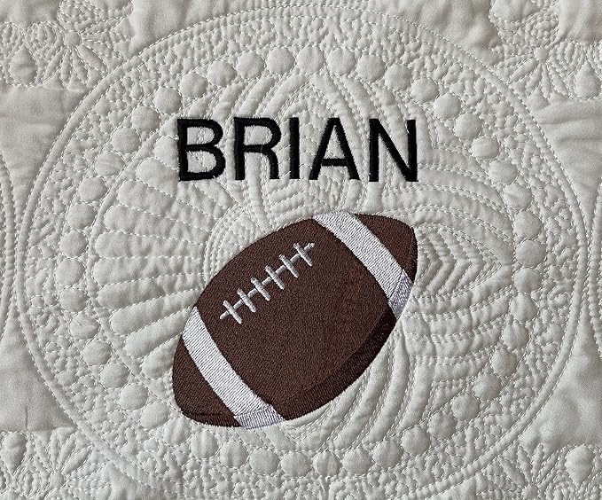 Personalized Baby Blanket Quilt | Monogrammed Blankets for Boys and Girls | Embroidered Baby Gifts | Football