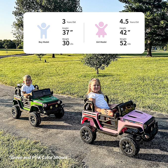 12V Kids Ride on Car Truck, Kids Electric Vehicles Car Ride on Toy for Toddlers 3-5 with Remote Control - Black